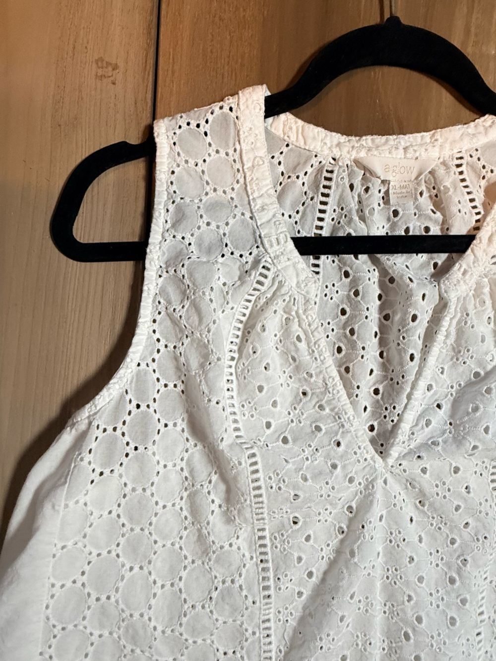 A:Glow White Eyelet Embroidered Cotton Maternity Blouse Boho Peasant Top - Picture 3 of 9